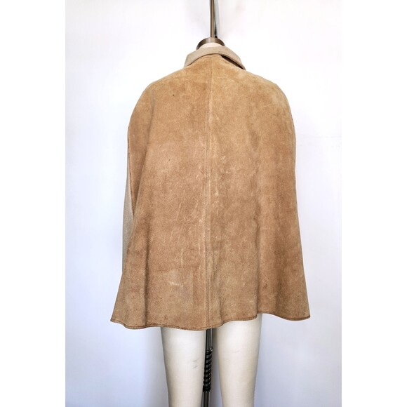 Vintage Leather Suede Poncho Cape Floral Distressed Rustic Oversized Woo… - Picture 8 of 10